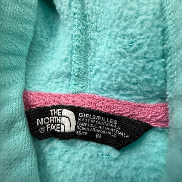 The North Face Girls Hooded Zip-Front Sweatshirt, Aqua, Logo, XS (6), Fall - Picture 3 of 10